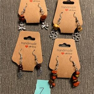 4 pairs of handmade earrings hypoallergenic metals small business made nwt
